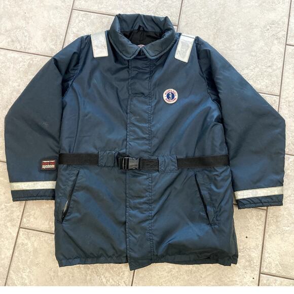 Mustang Survival Jacket Mens Large Navy MC1504 Floatation Coat Aid Type III PFD - Picture 1 of 16